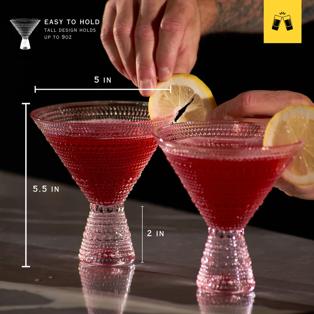 Pink & Clear 9oz Set of 6 Martini Glasses J4261