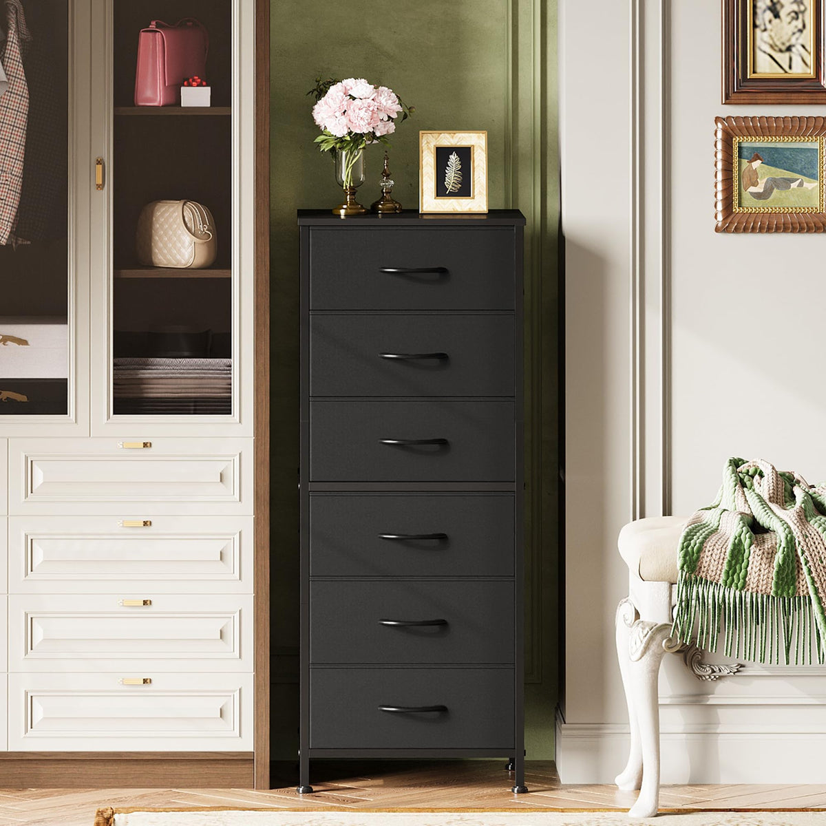 Black 6 Drawer Tall Dresser G249908