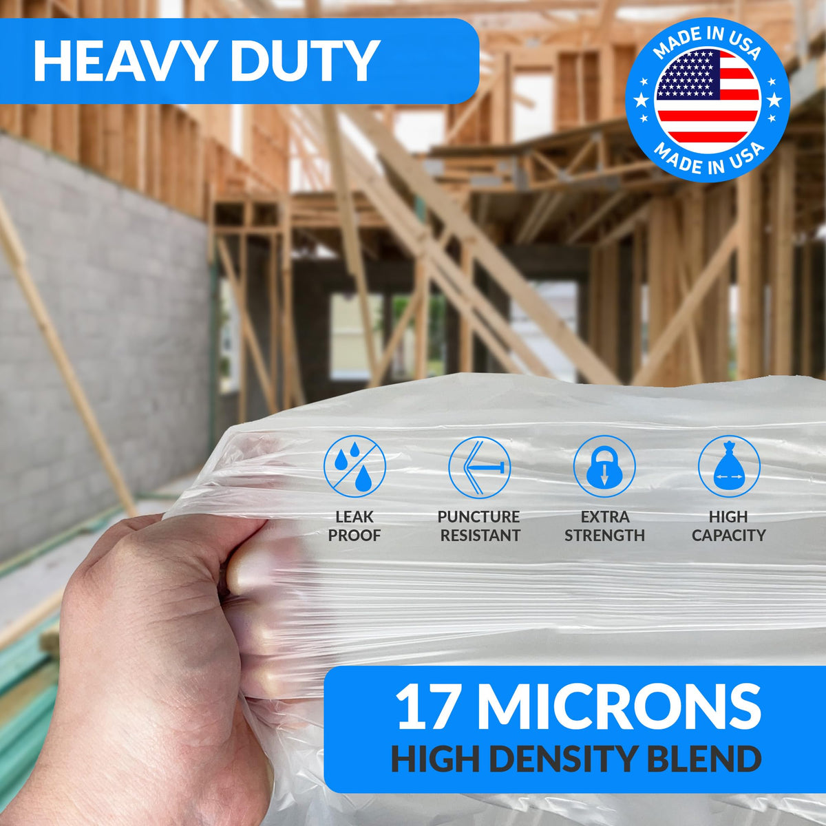 55 Gallon Heavy Duty Clear Trash Bags 100 Count X94792