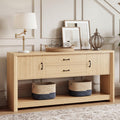 Oak Console Table with Storage Drawers U338