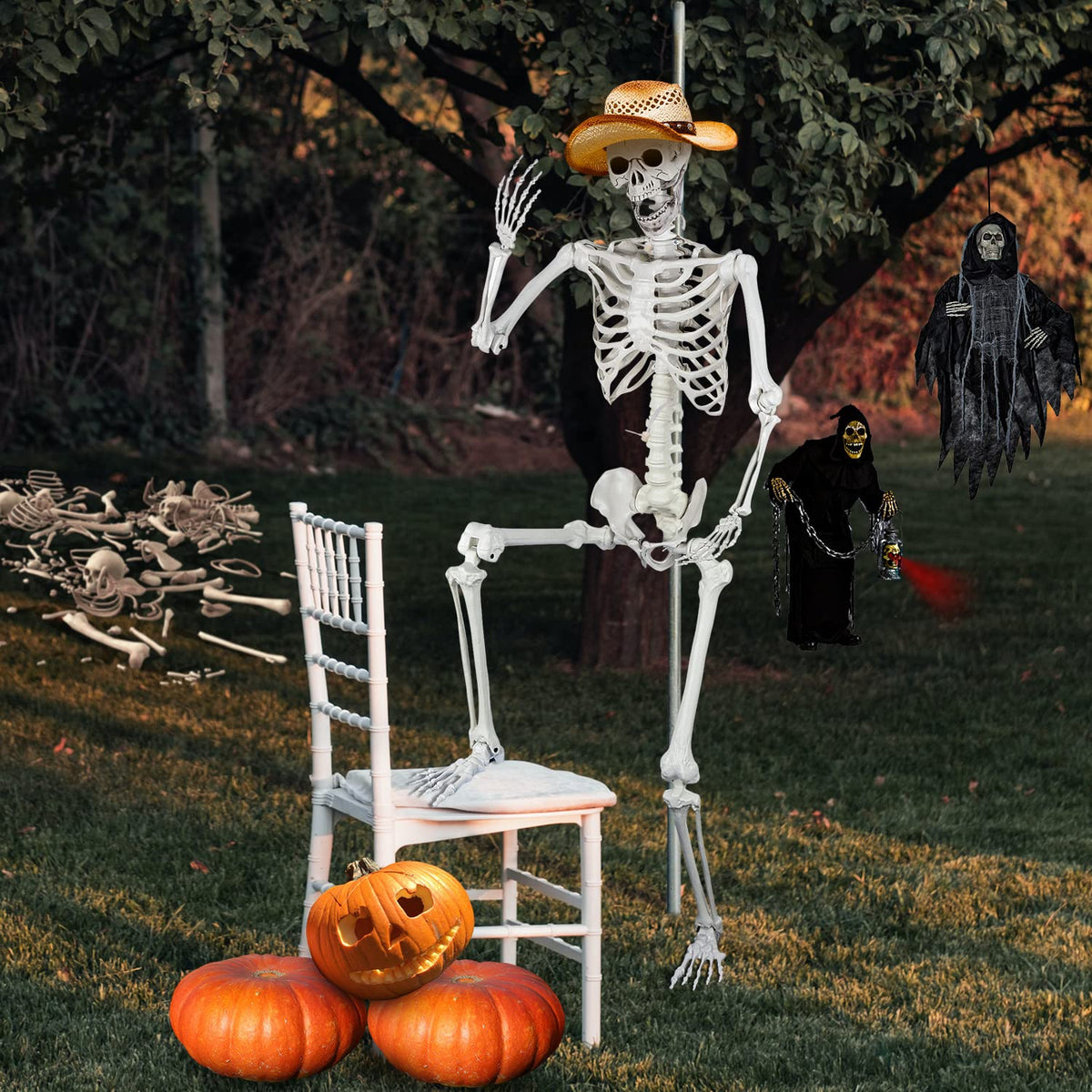 5.4ft Posable Full Body Skeleton with Movable Joints J326