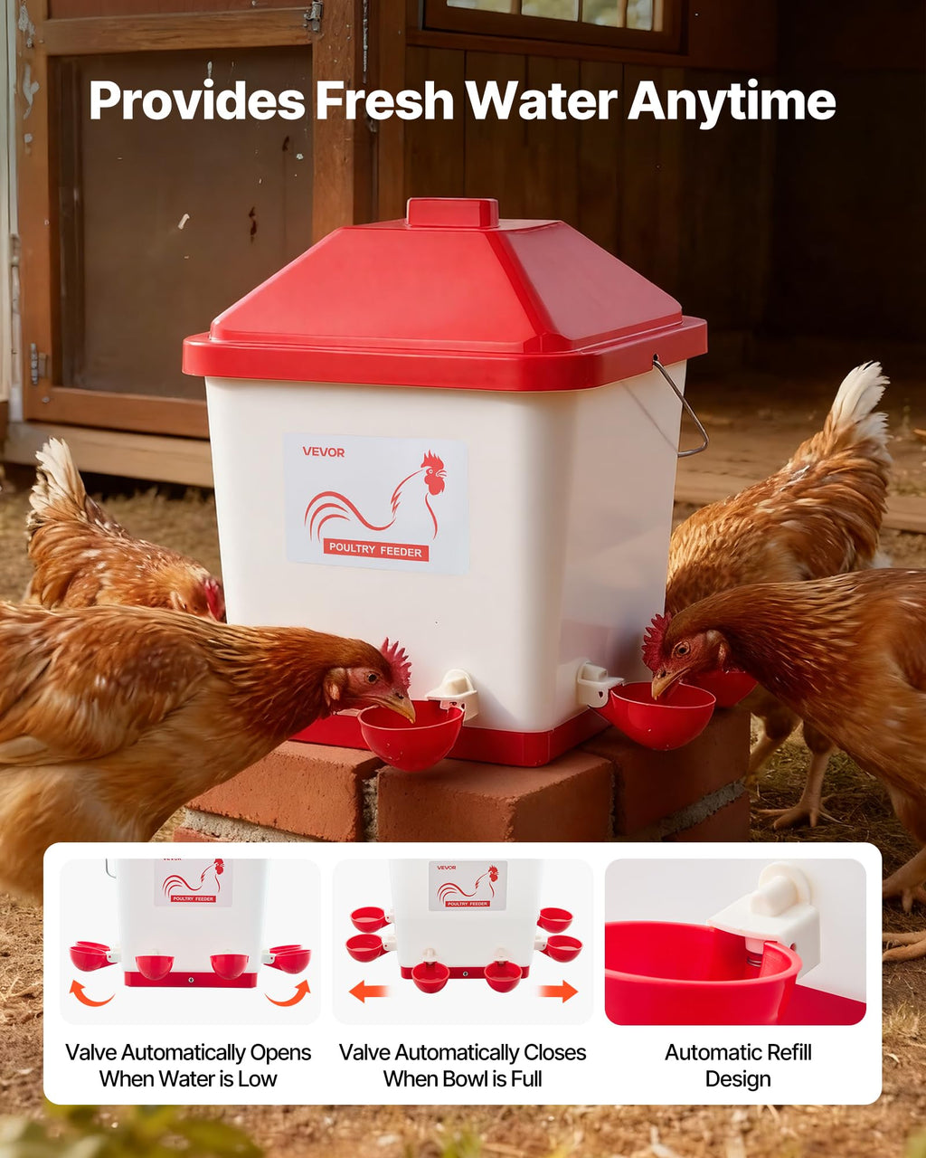 5 Gallon Automatic Chicken Waterer with 6 Water Ports O8975