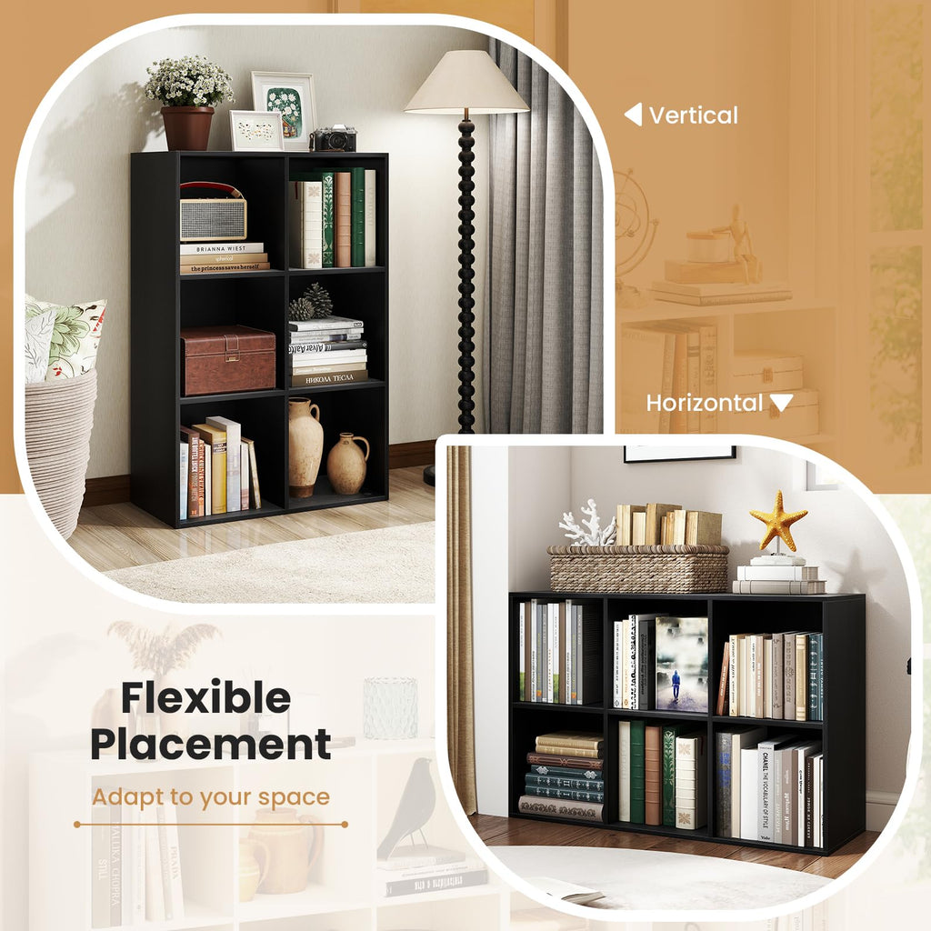 Black 6-Cube 3-Tier Bookcase O520