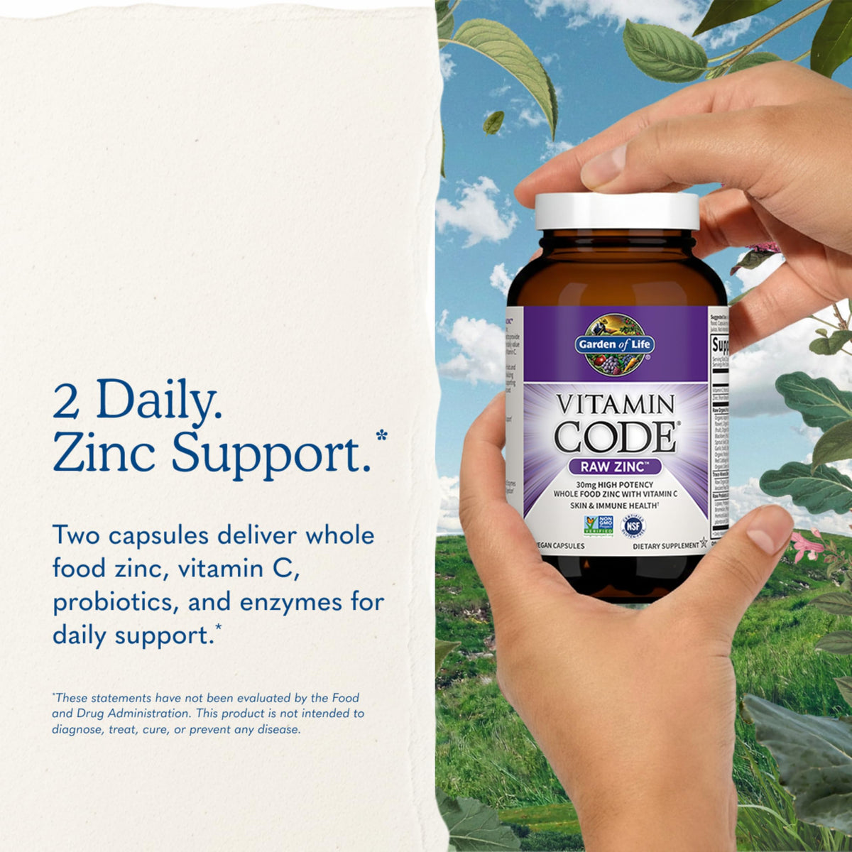 Vitamin Code Raw Zinc Supplement 30mg, 60 Vegan Capsules P2772