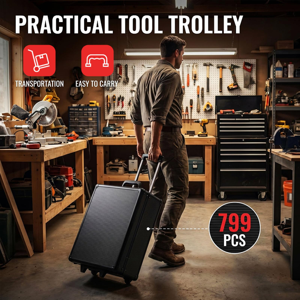 799-Piece Mechanic Tool Set with Rolling Tool Box A478