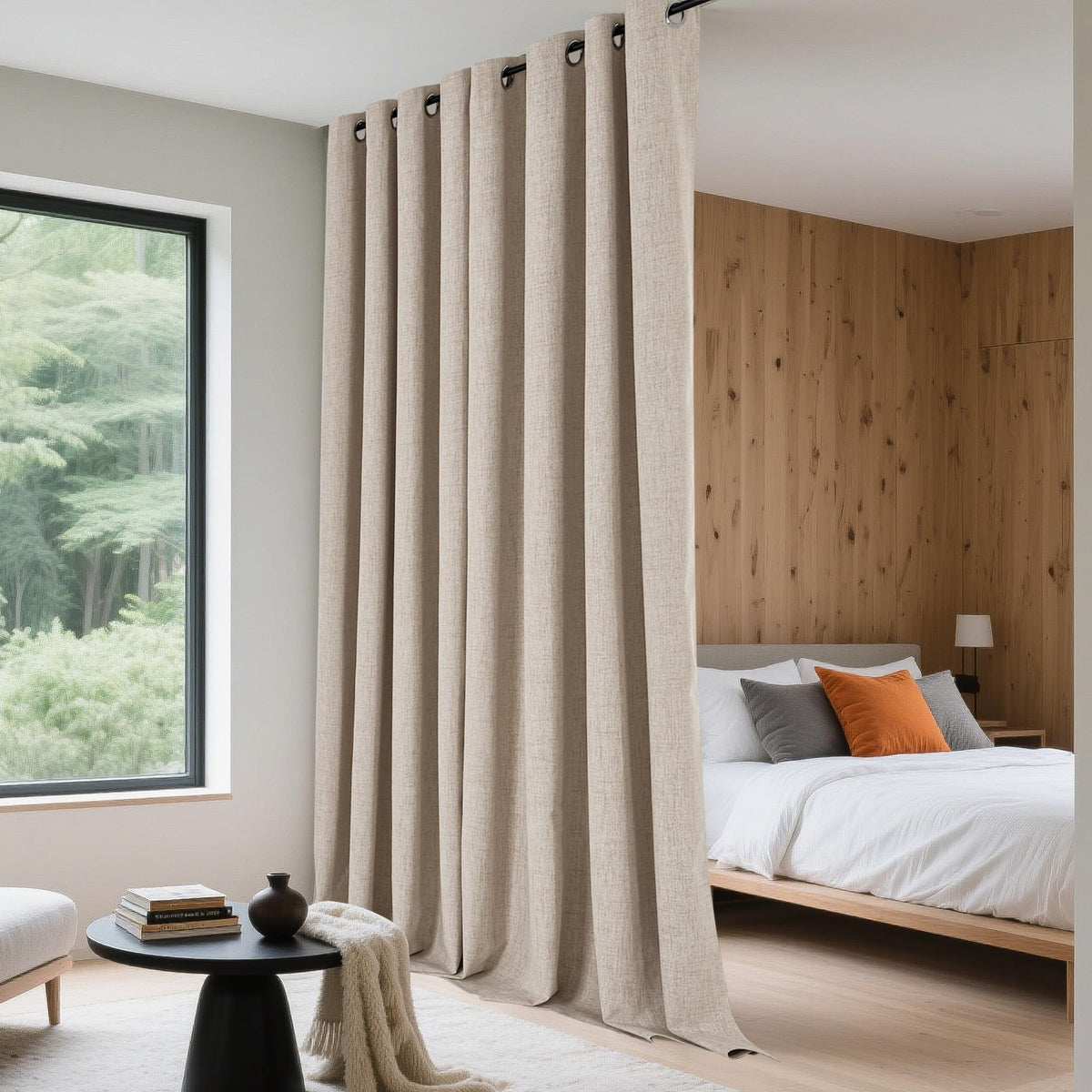 Linen Blackout Curtains 84 Inches Long 2 Panels Set O671