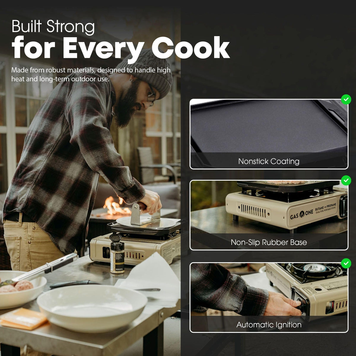 Dual Fuel Propane Butane Gas Stove with Griddle W8087