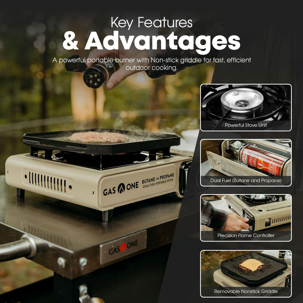 Dual Fuel Propane Butane Gas Stove with Griddle W8087