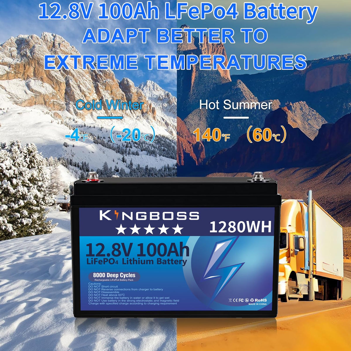 12V 100Ah LiFePO4 Lithium Battery with 100A Smart BMS N570688