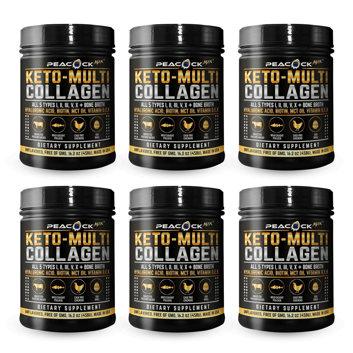Multi Collagen Protein Powder 16.2 oz Pack of 6 Unflavored X45820