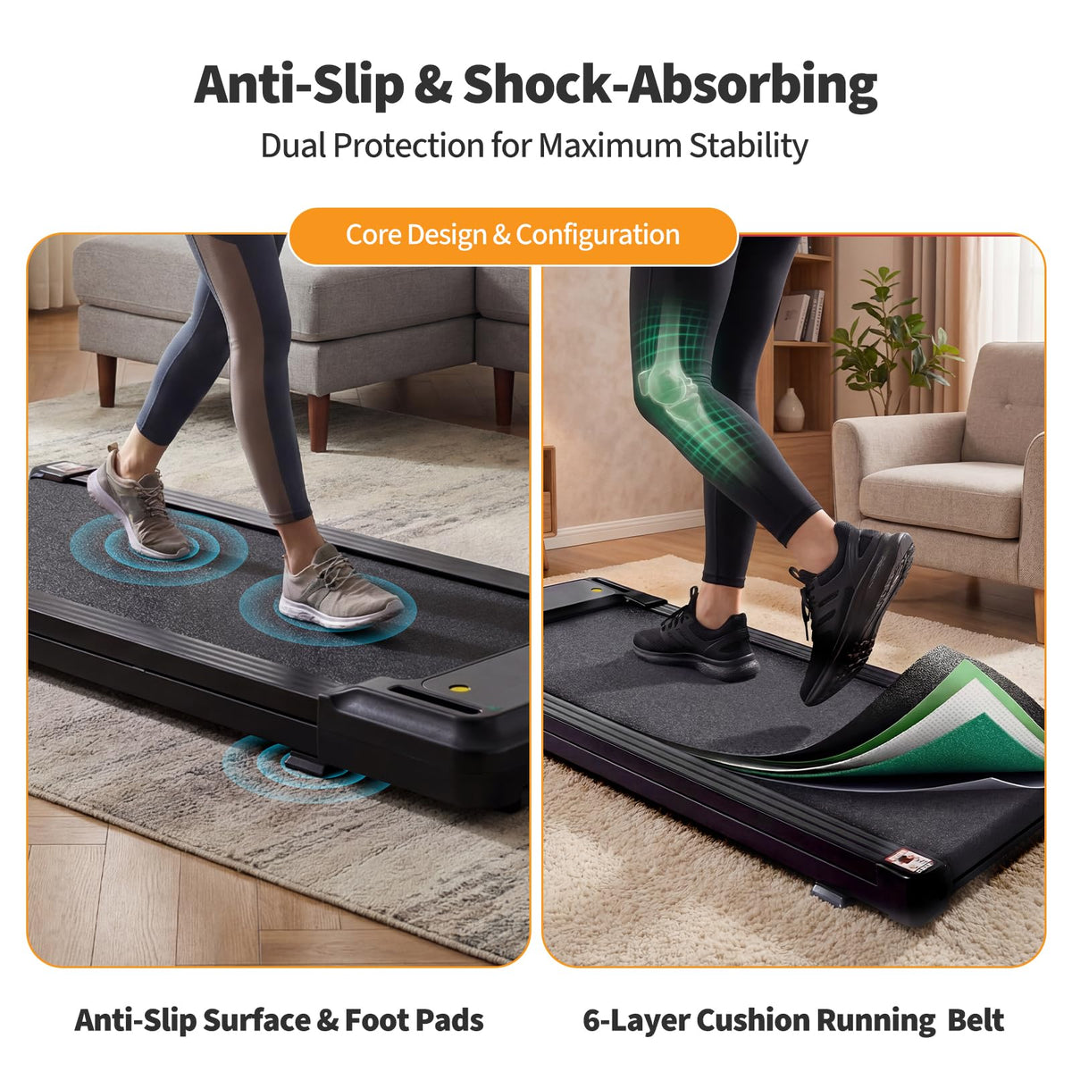 Black Portable 3-in-1 Walking Pad Treadmill Q402487