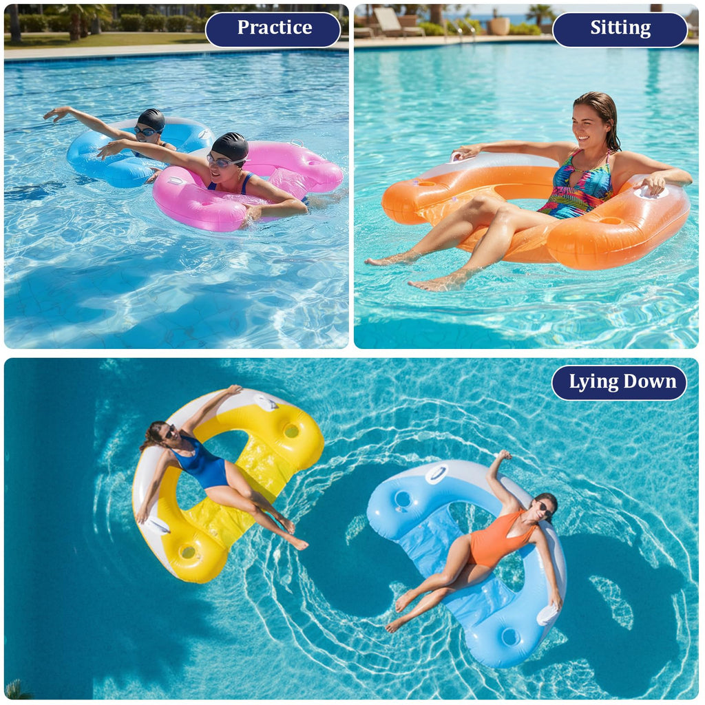 Inflatable Pool Floats 4 Pack with Cup Holders & Handles P6152