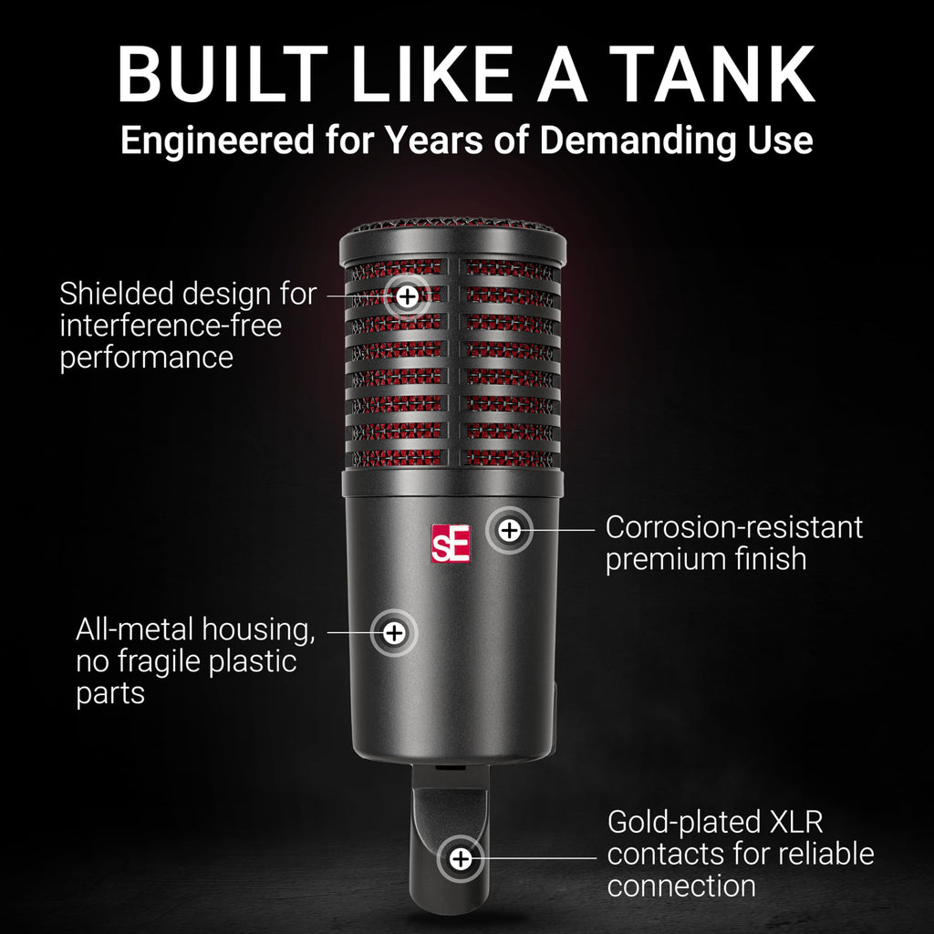 Dynamic Microphone with Built-in Preamp, Shockmount & Pop Filter E8306