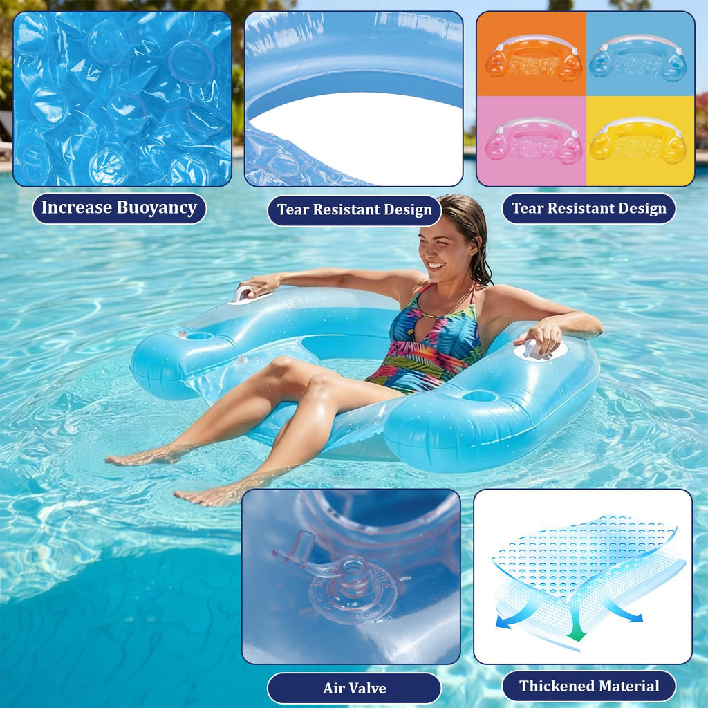 Inflatable Pool Floats 4 Pack with Cup Holders & Handles P6152