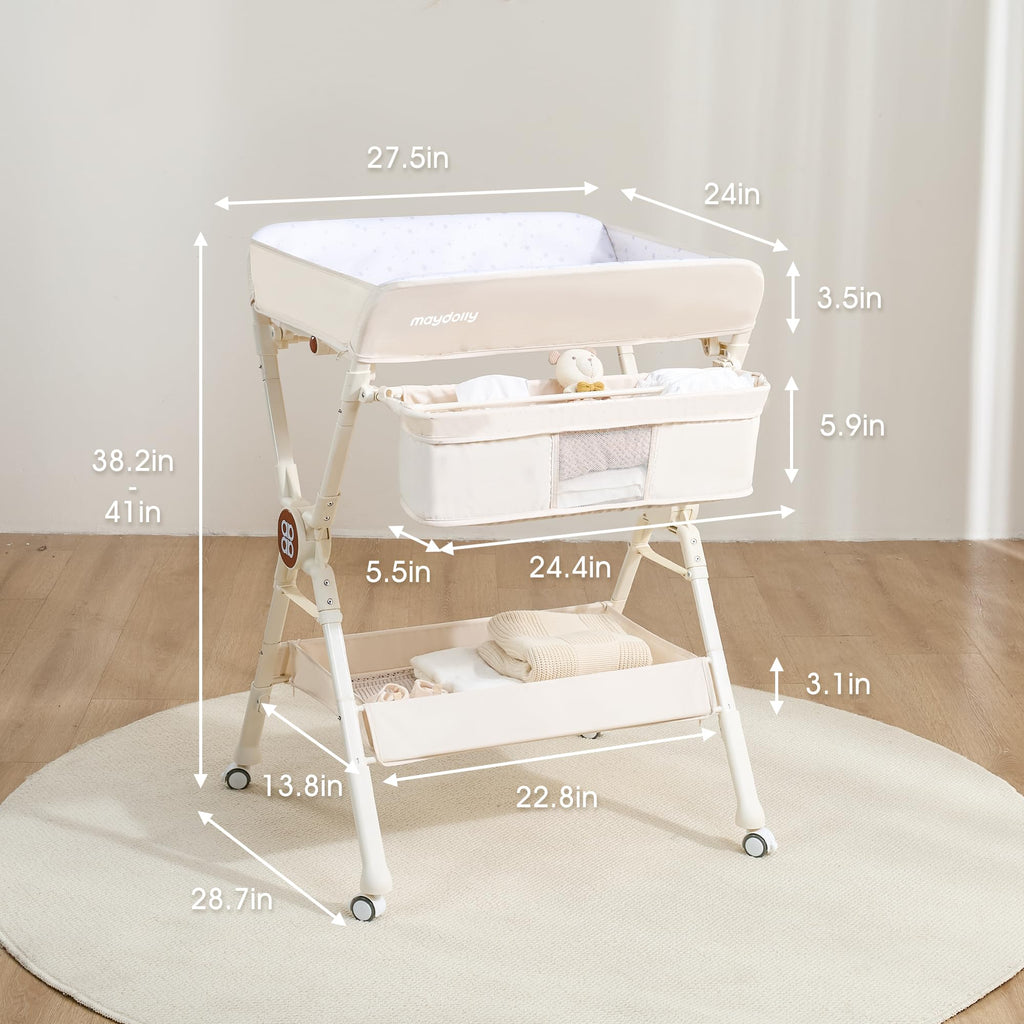 Portable Foldable Baby Changing Table on Wheels W76302
