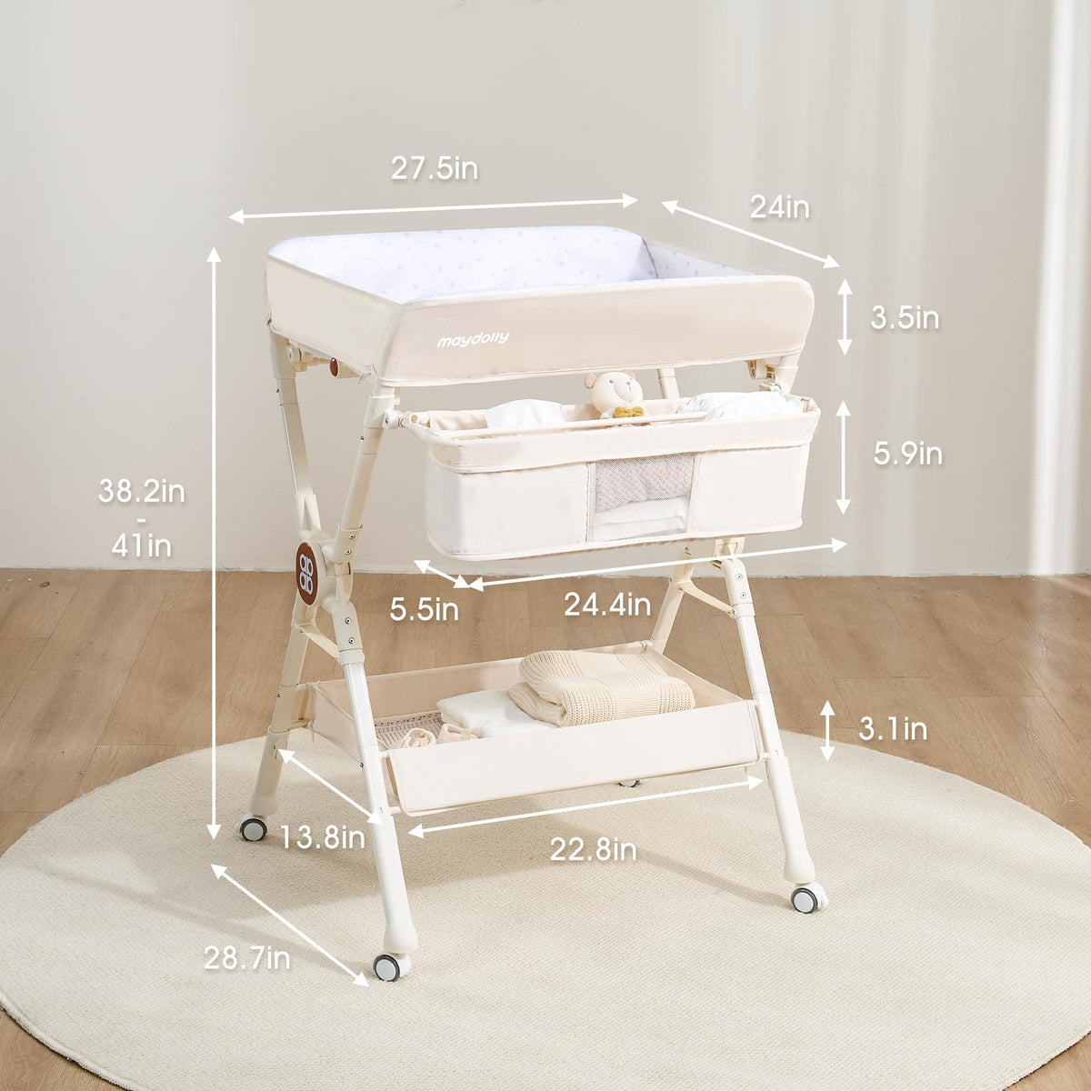 Portable Foldable Baby Changing Table on Wheels W76302