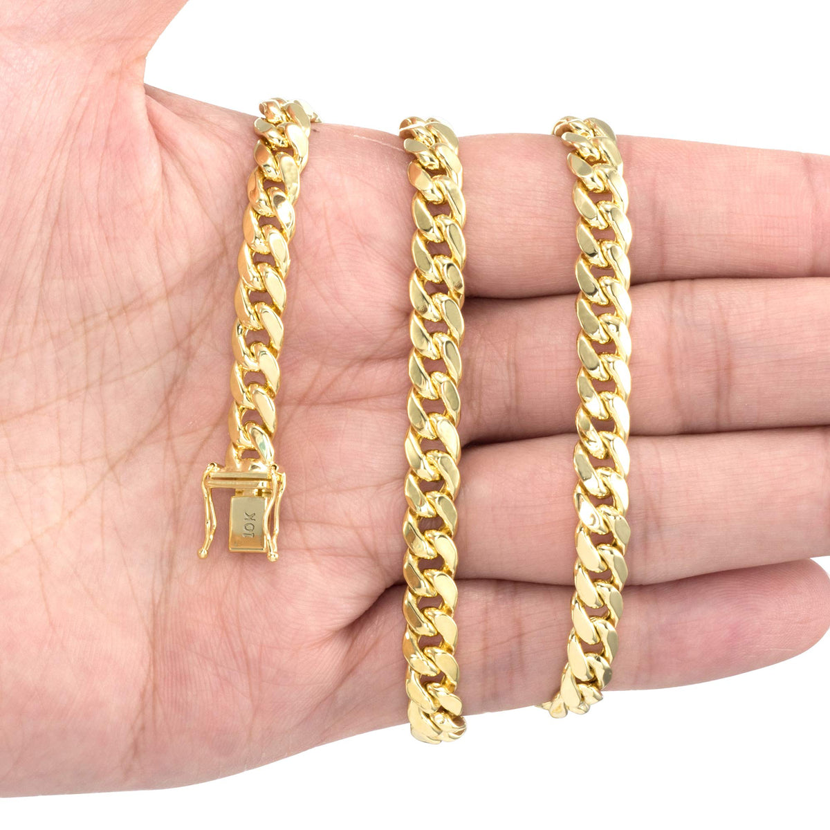 10k Yellow Gold Cuban Link Chain Necklace A1076