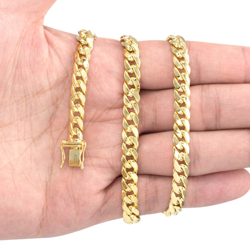 10k Yellow Gold Cuban Link Chain Necklace A1076