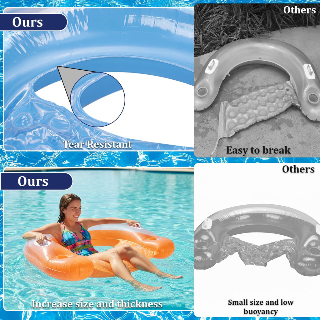 Inflatable Pool Floats 4 Pack with Cup Holders & Handles P6152