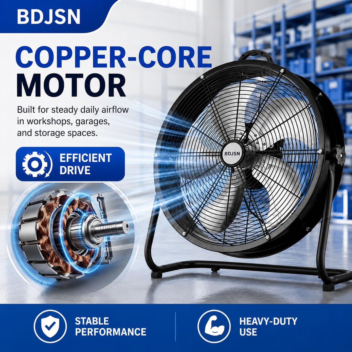 3-speed High Velocity Drum Fan with 5 Aluminium Blades E98426