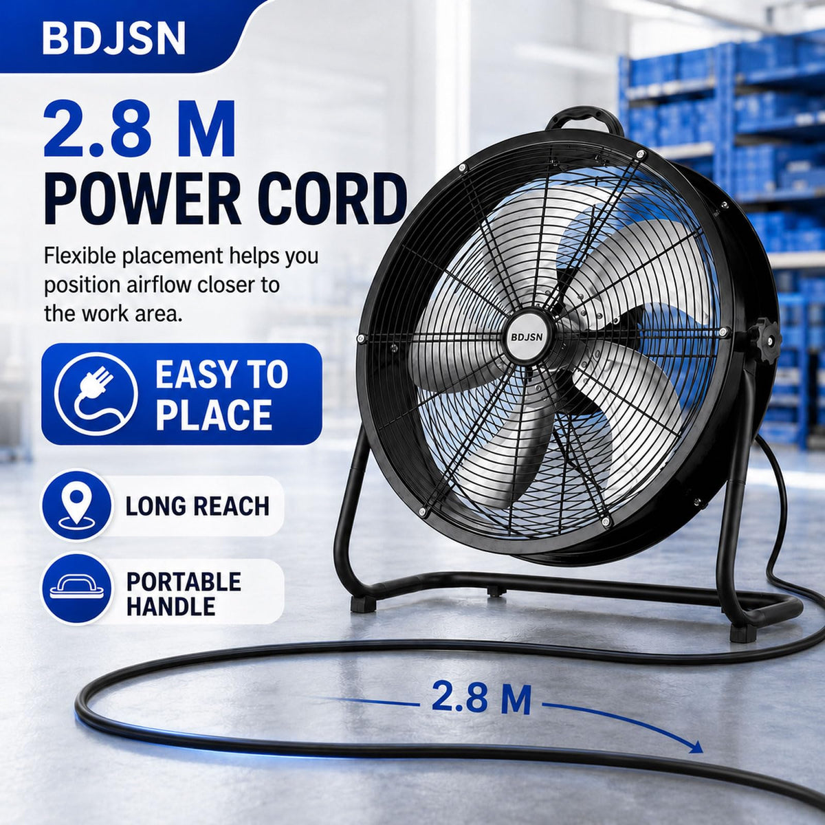3-speed High Velocity Drum Fan with 5 Aluminium Blades E98426