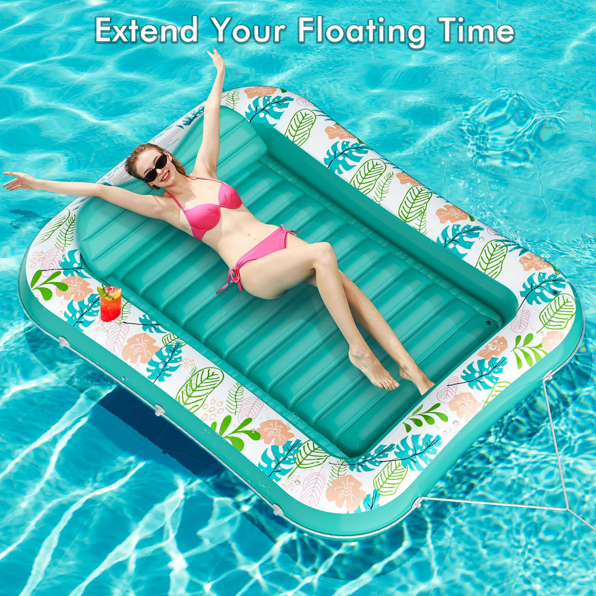 Inflatable Tanning Pool Lounger 75" x 51" Green S84354