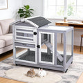 Wooden Rabbit Hutch with Waterproof Roof E203047