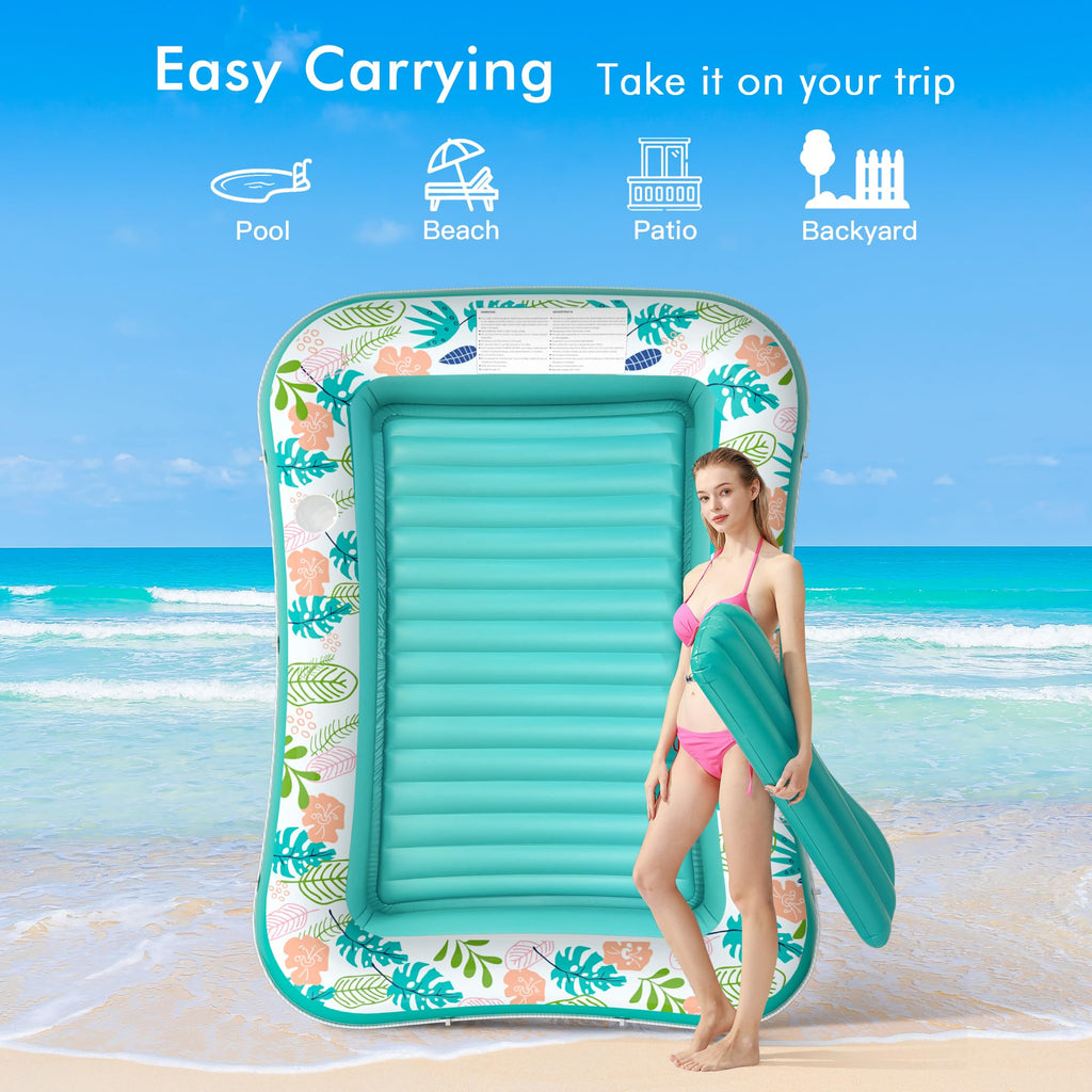 Inflatable Tanning Pool Lounger 75" x 51" Green S84354