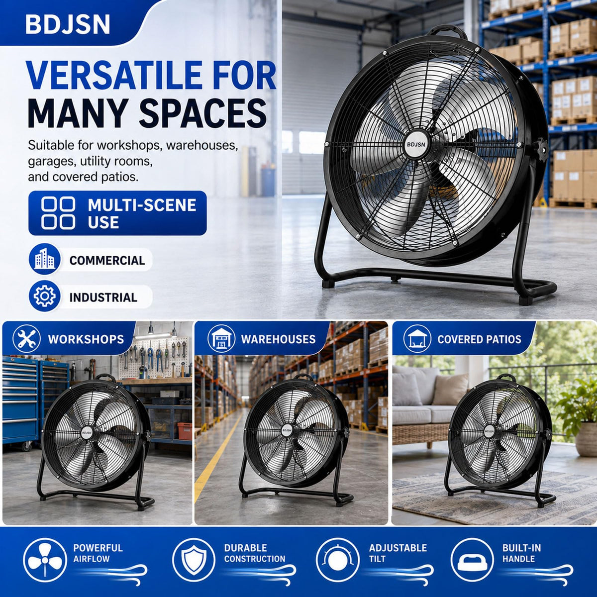 3-speed High Velocity Drum Fan with 5 Aluminium Blades E98426