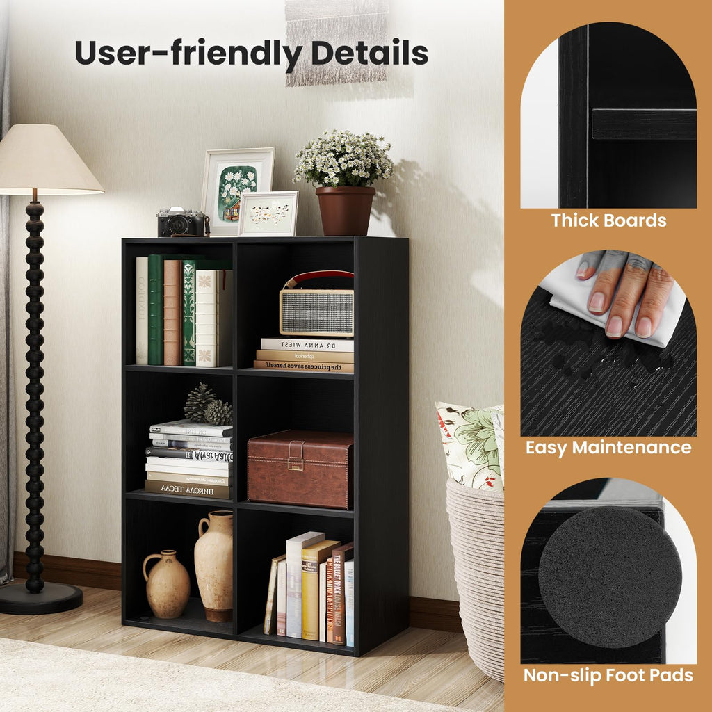 Black 6-Cube 3-Tier Bookcase O520