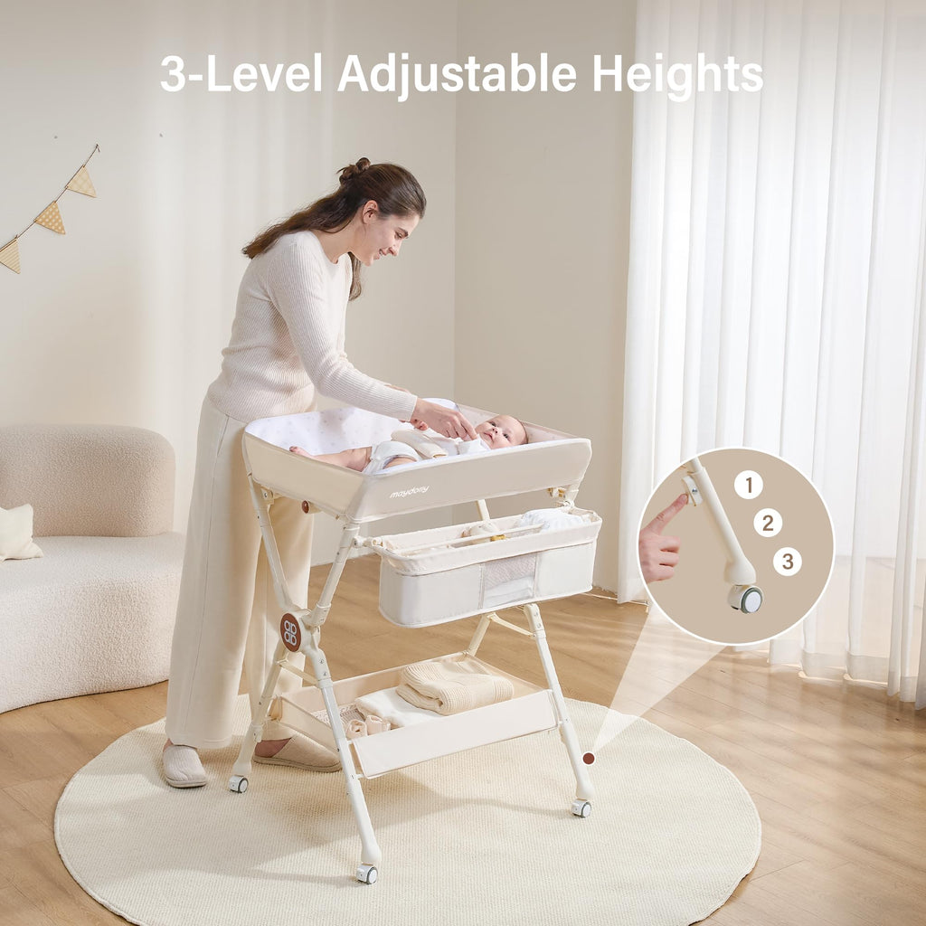 Portable Foldable Baby Changing Table on Wheels W76302