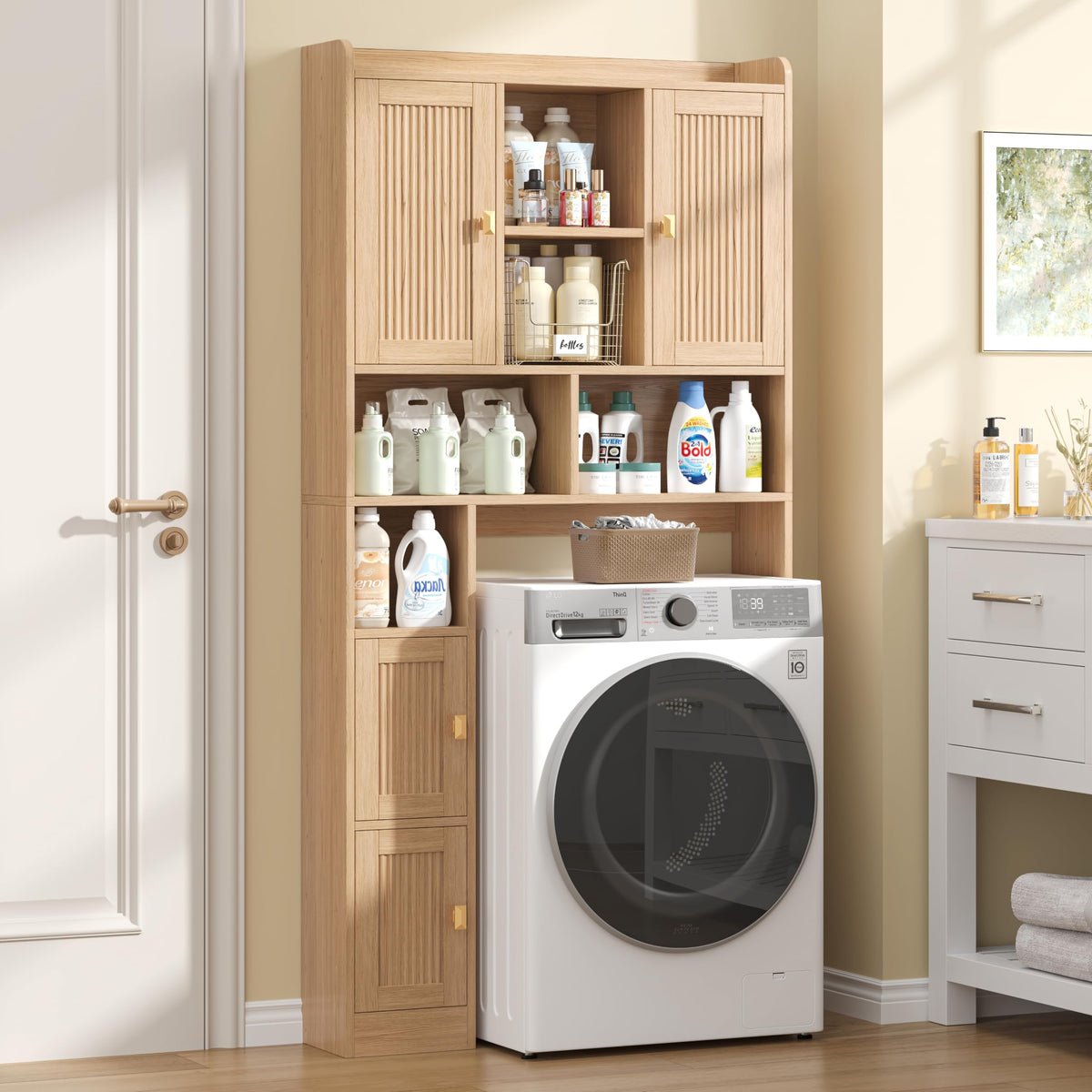 Over The Toilet Storage Cabinet with 4 Doors V764