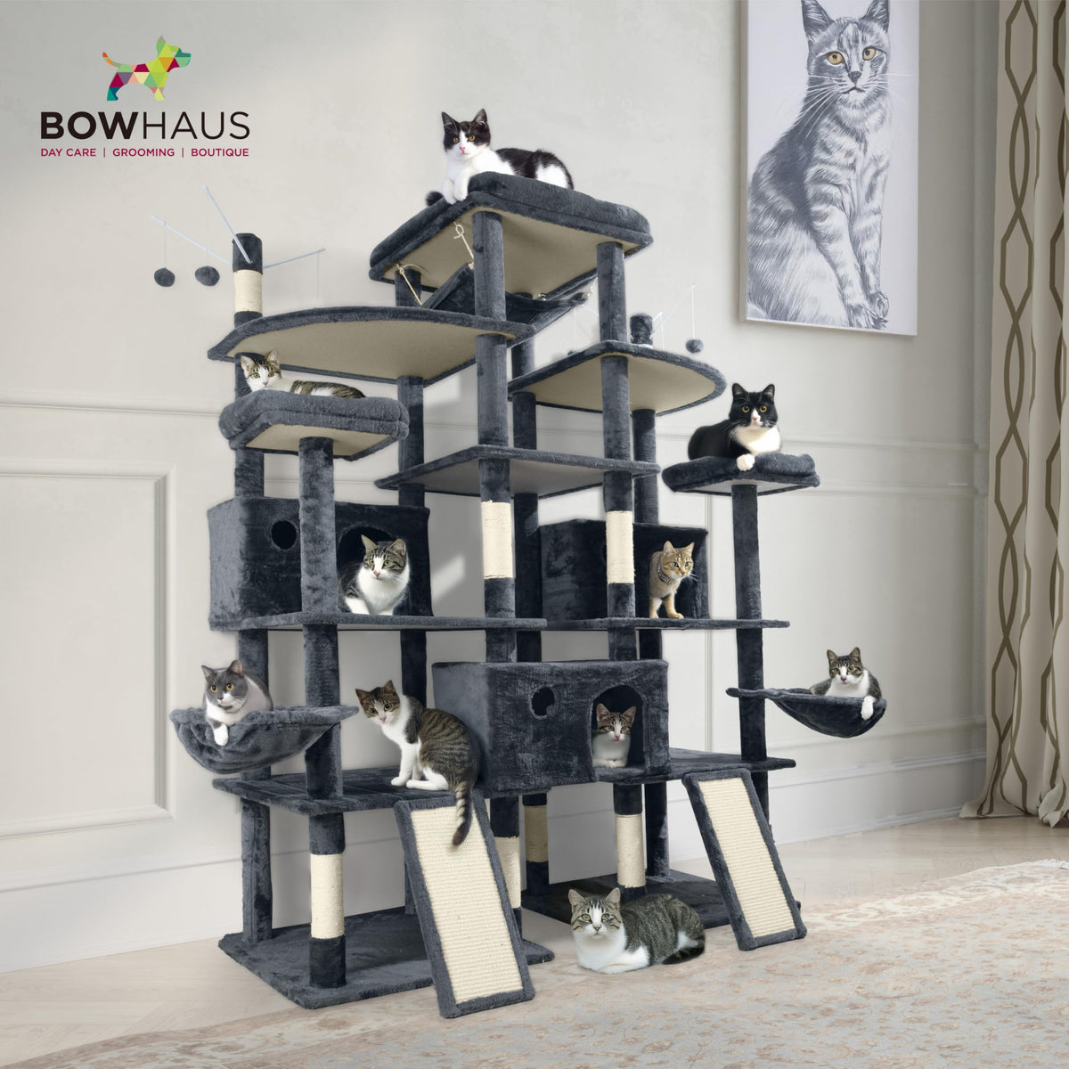 Extra Large 80-Inch Tall Cat Tree with Scratching Posts Q7705