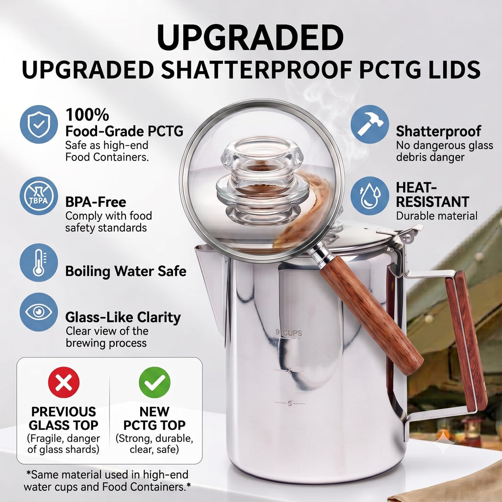 Stainless Steel 9 Cup Camping Coffee Percolator I2989