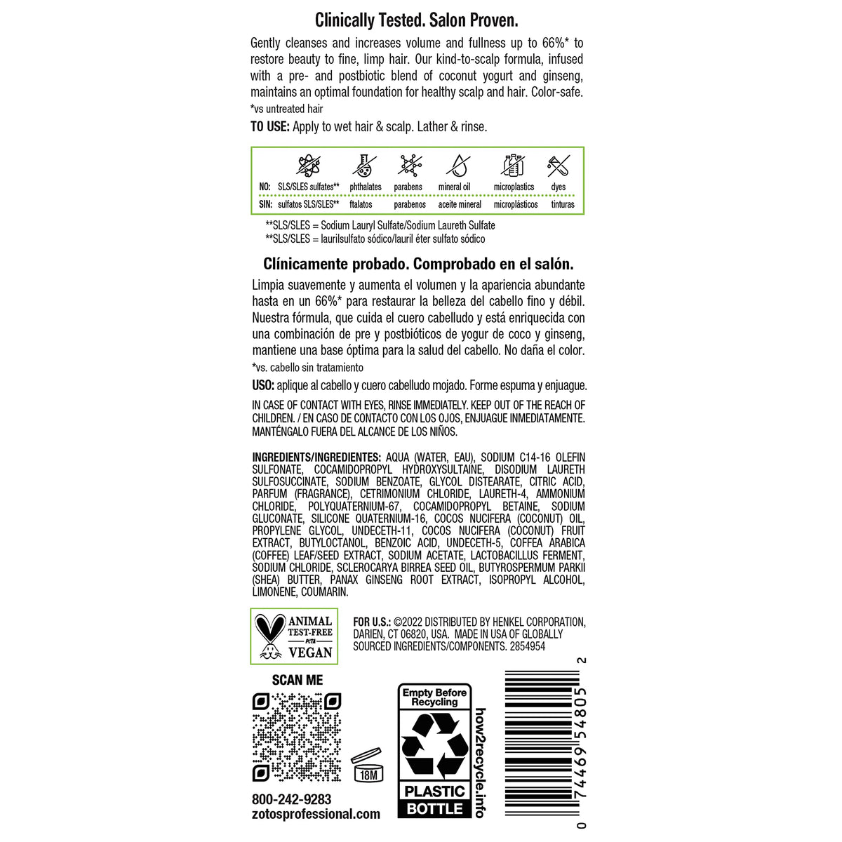 Volumizing Shampoo & Conditioner Set for Fine Hair W9686