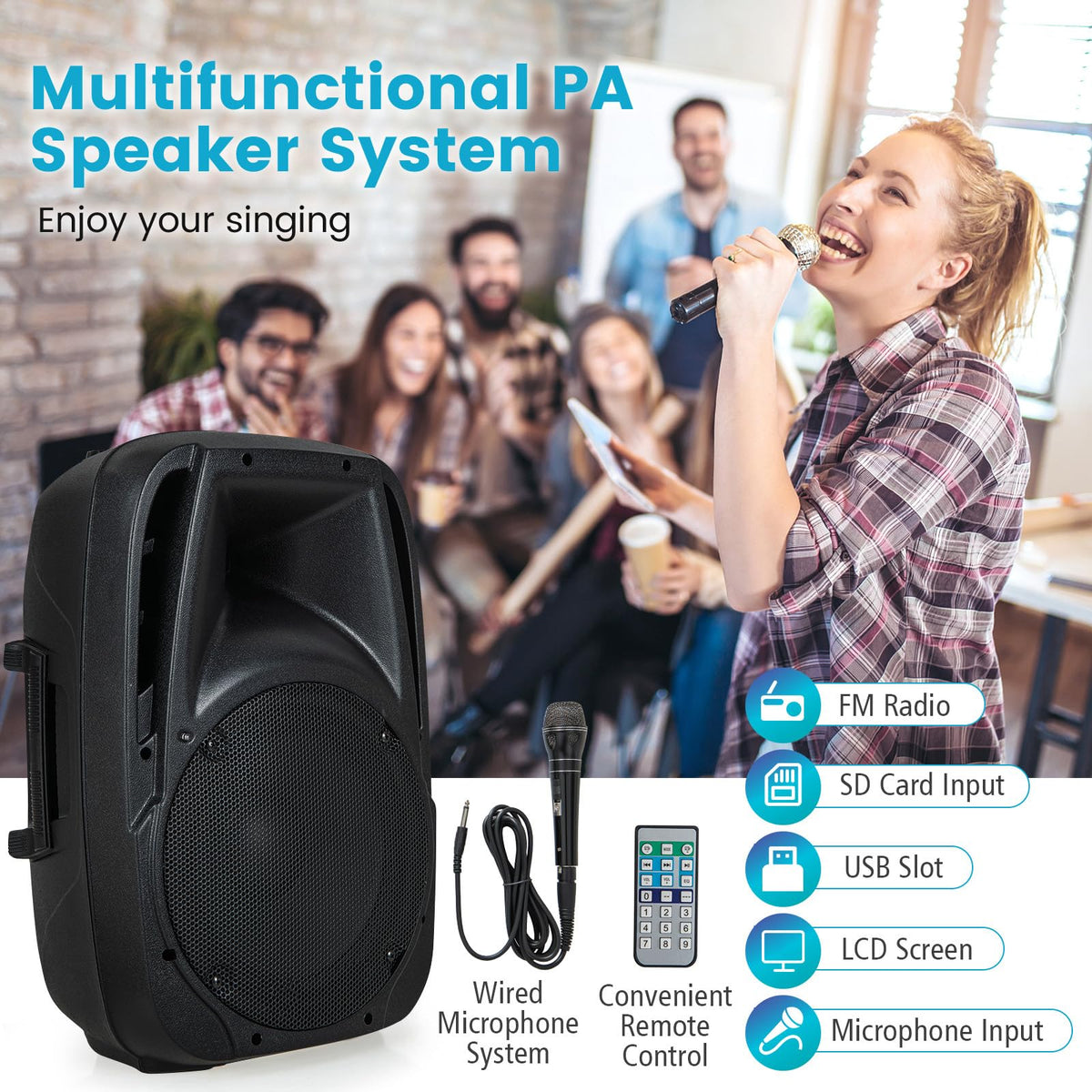 1600W 2-Way Powered PA Speaker System E796885