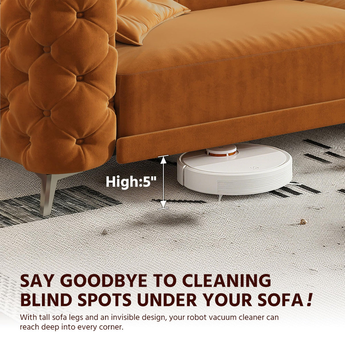 Velvet Convertible Sofa Bed with Ottomans M59799