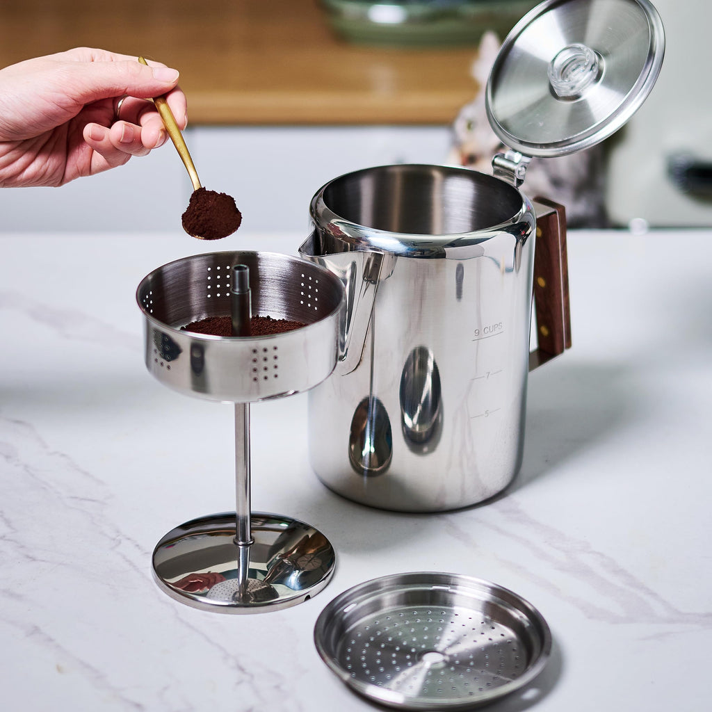Stainless Steel 9 Cup Camping Coffee Percolator I2989