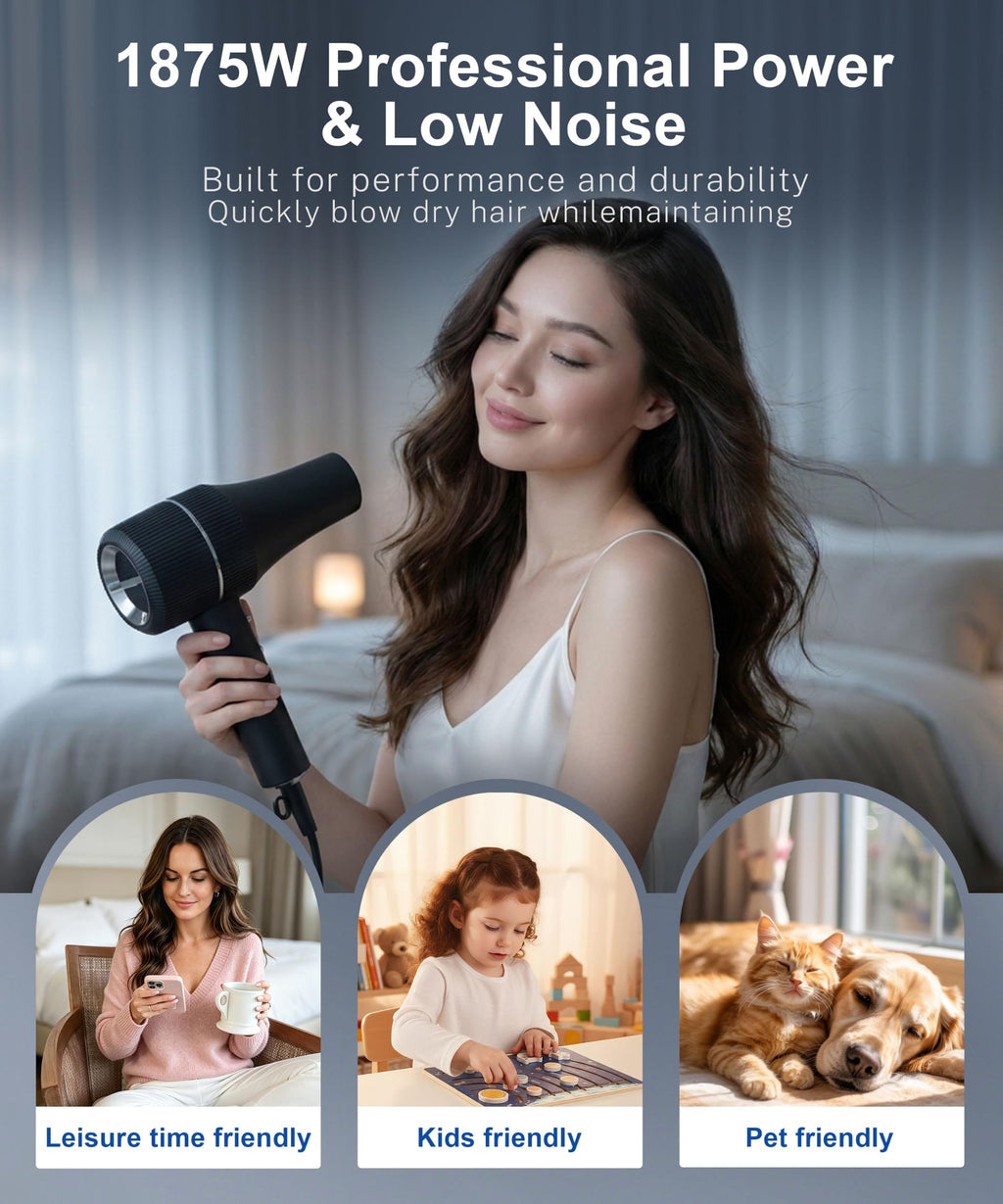 High-Speed Ionic Hair Dryer with Diffuser 1875W S1718