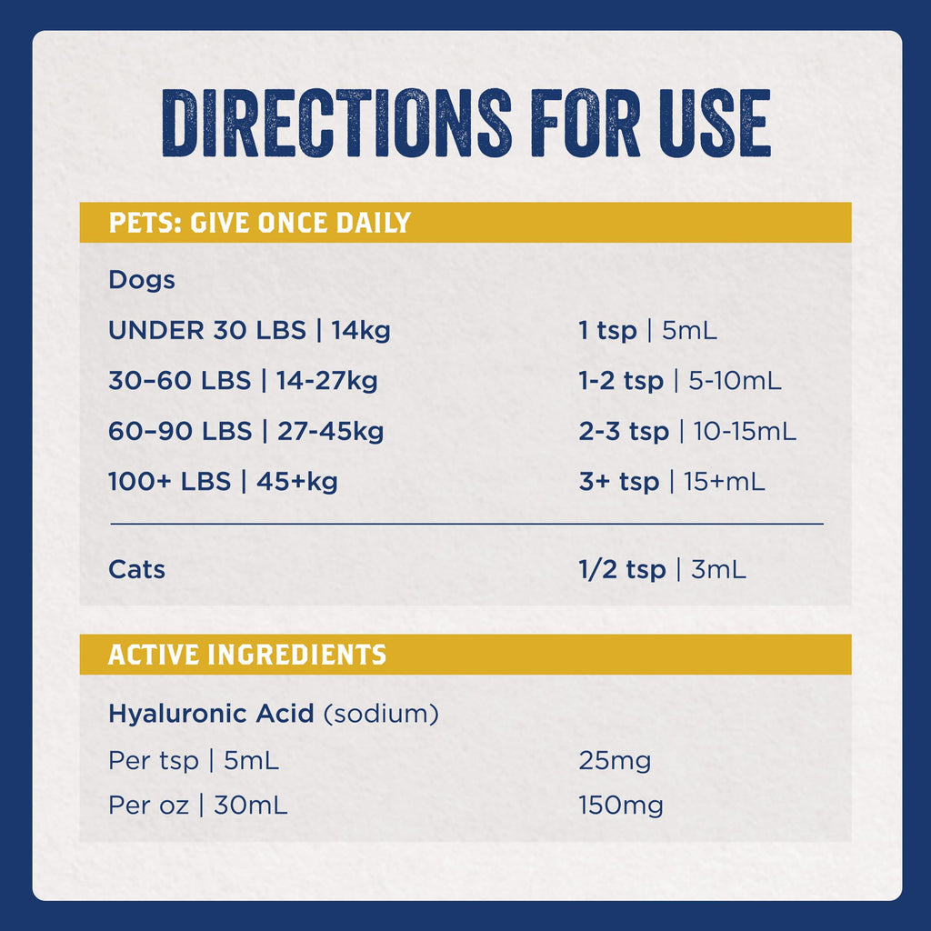 Hyaluronic Acid Hip & Joint Supplement for Dogs & Cats, 16 oz K85257