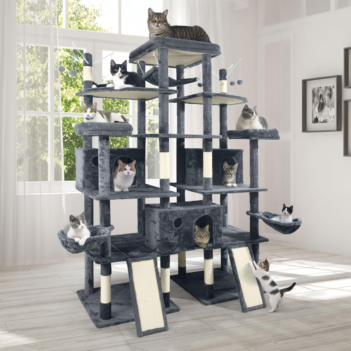Extra Large 80-Inch Tall Cat Tree with Scratching Posts Q7705