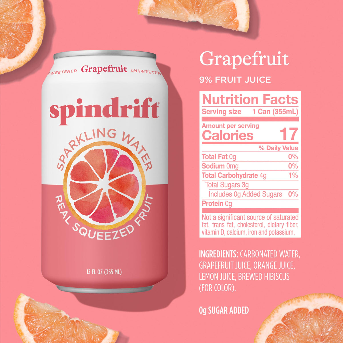 Grapefruit Flavored Sparkling Water 12 Fl Oz (Pack of 24) Q2659