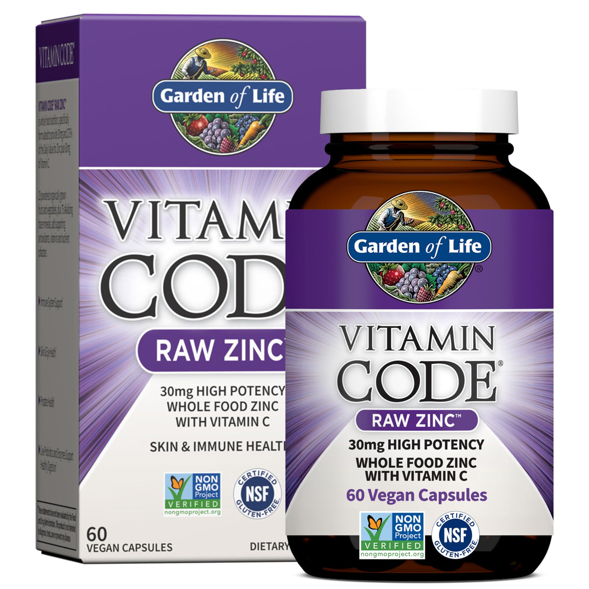 Vitamin Code Raw Zinc Supplement 30mg, 60 Vegan Capsules P2772