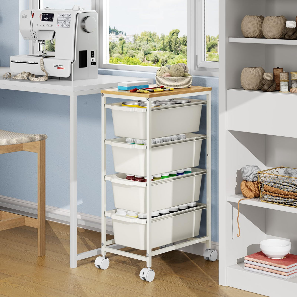 Slim Rolling Cart with 4 Drawers I62609
