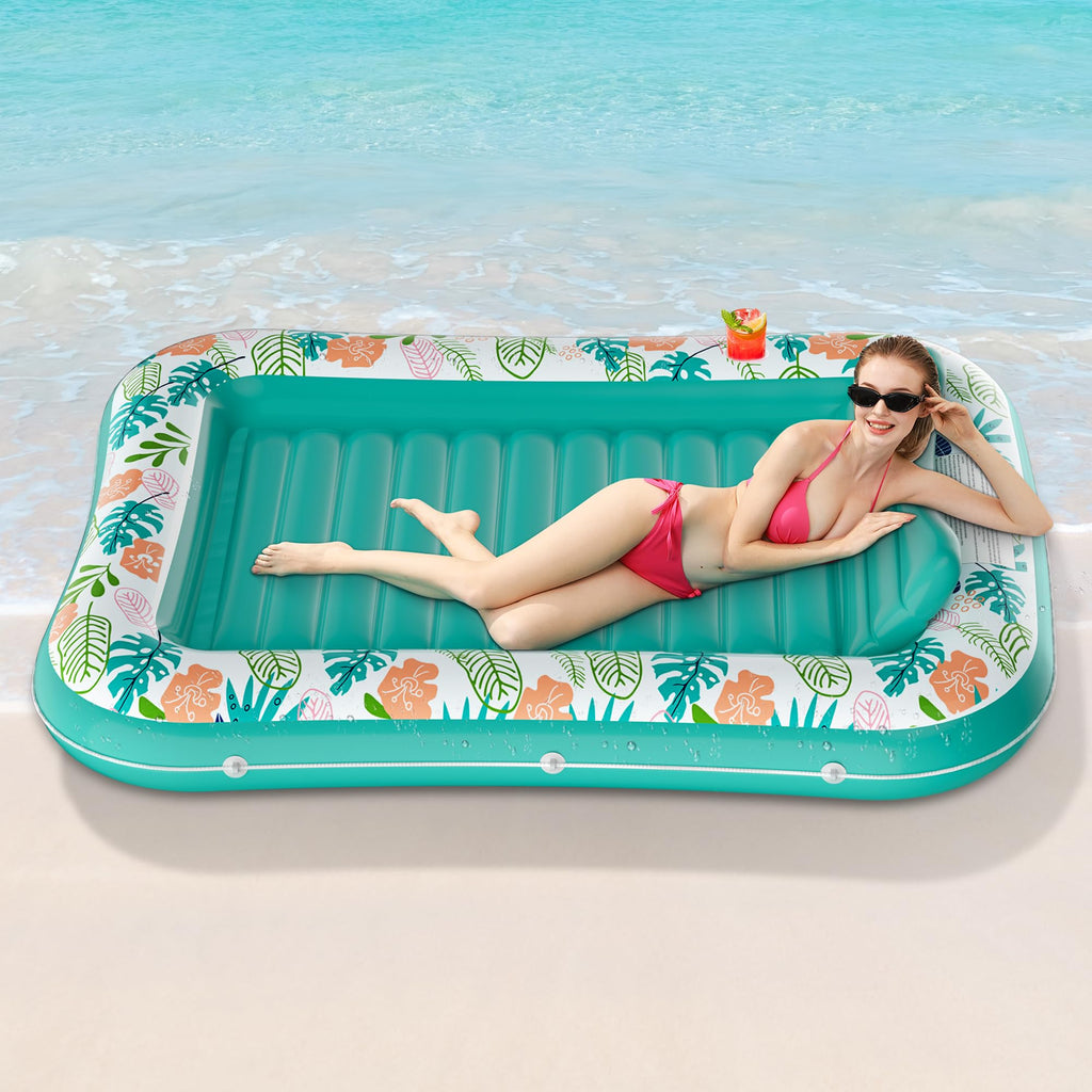 Inflatable Tanning Pool Lounger 75" x 51" Green S84354