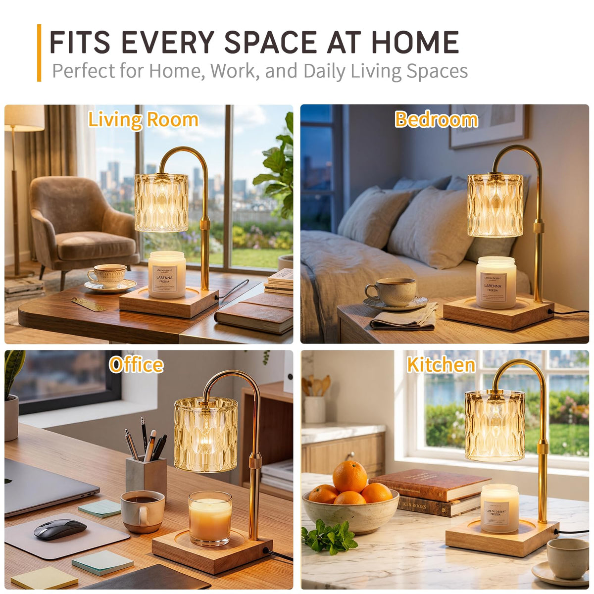 Adjustable Dimmable Candle Warmer Lamp with Timer R26363
