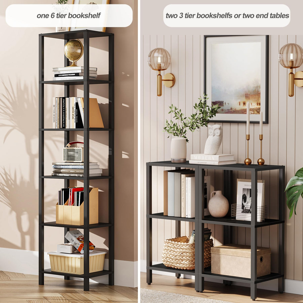 6-Tier Tall Narrow Bookshelf U735
