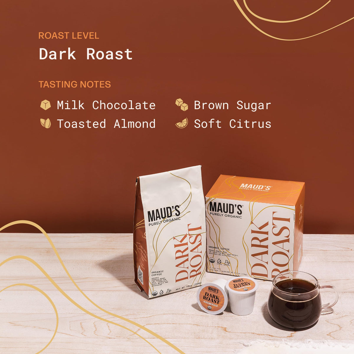 Organic Low Acid Dark Roast Coffee Pods 16ct A142