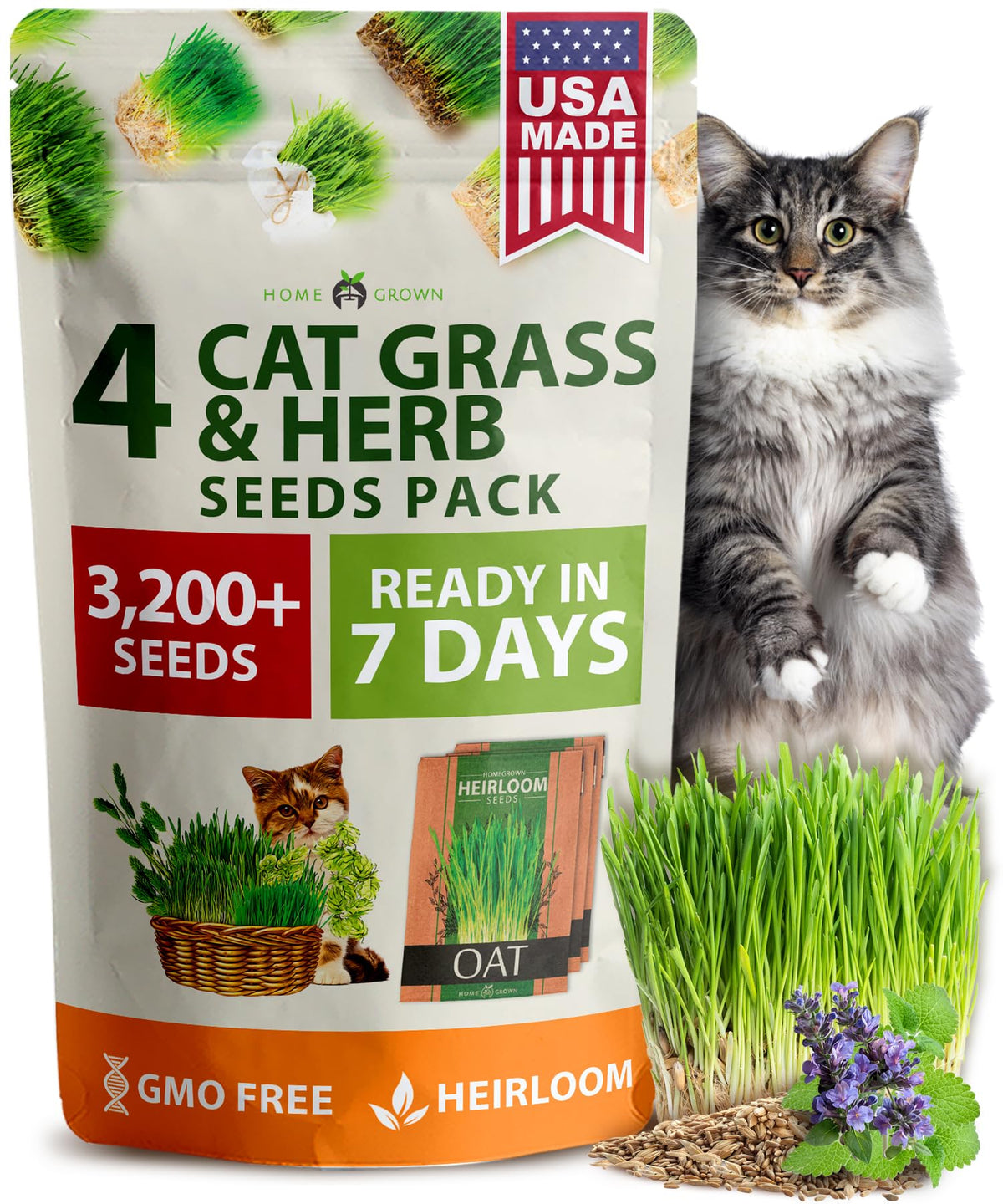 Indoor Cat Grass Refill 3,200+ Seeds G9168