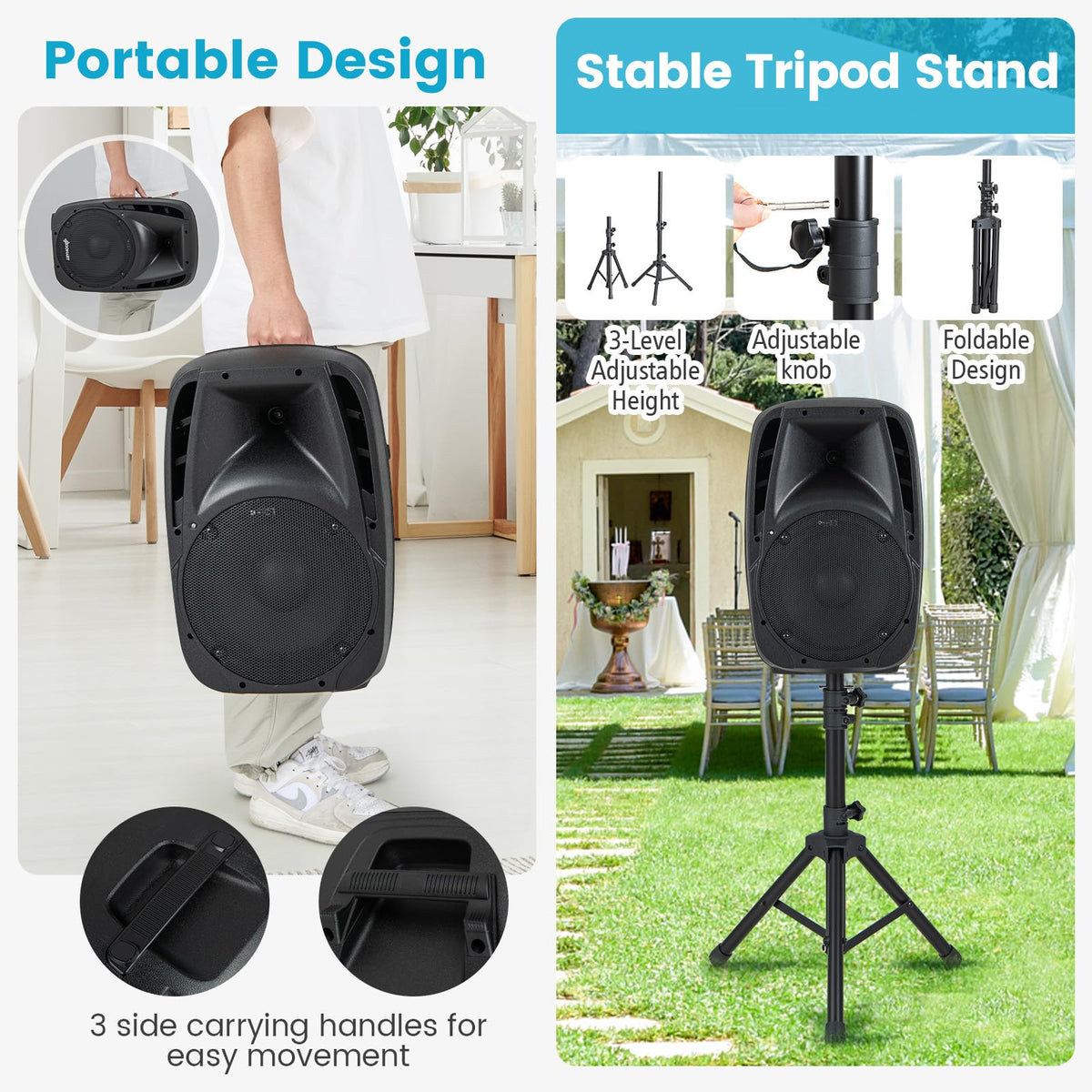 1600W 2-Way Powered PA Speaker System E796885